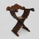Vintage Savonarola chair with lion head, wood, Italy, 1950s