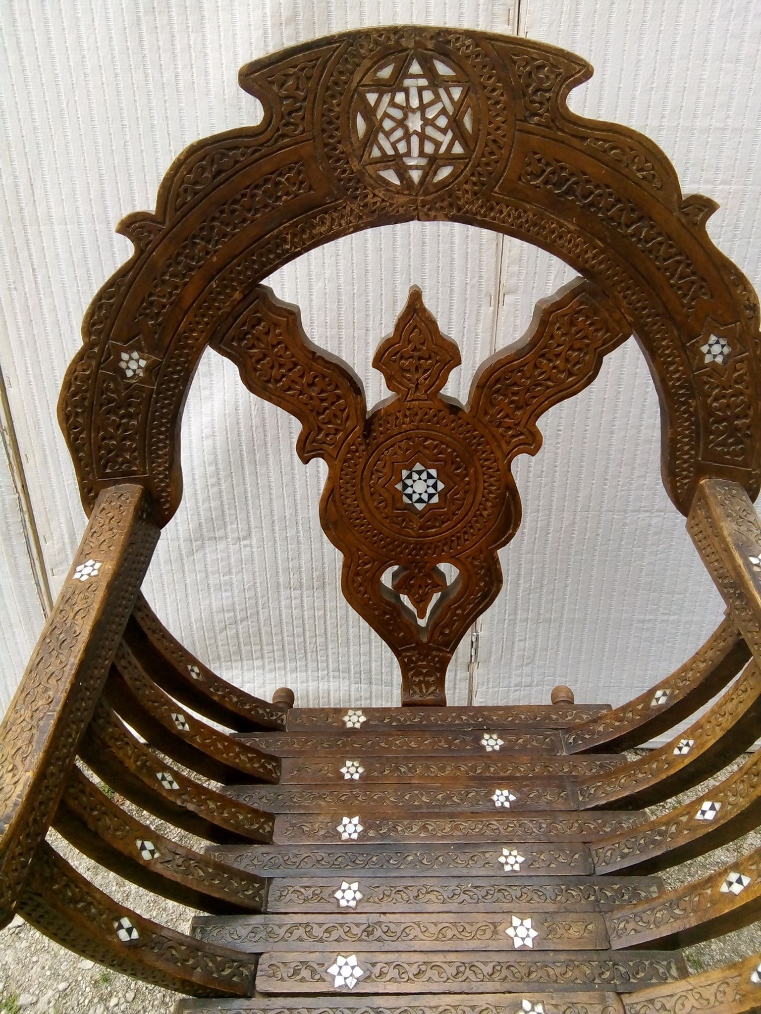 Old Syrian ethic armchair wood and mother-of-pearl