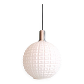 Suspension vintage en opaline blanche texturée, 1960-70