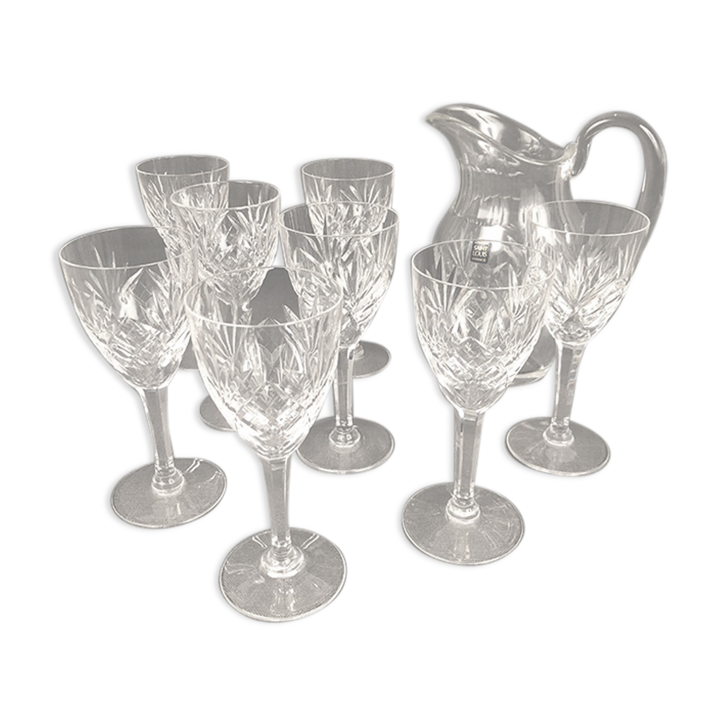 Cristal Saint-louis model Chantilly, pitcher and eight water glasses