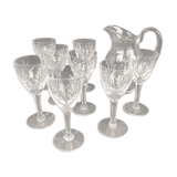 Broc et huit verres à eau, Cristal Saint-louis modèle Chantilly
