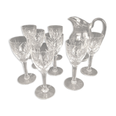 Broc et huit verres à eau, Cristal Saint-louis modèle Chantilly