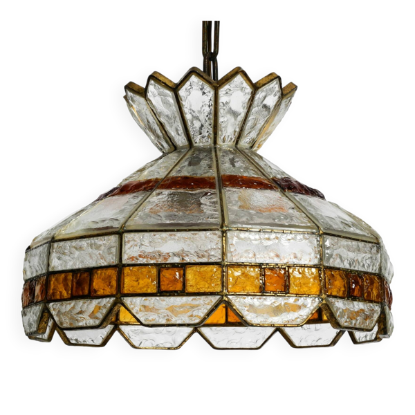 Suspension en verre PoliArte italienne des années 1960 Ø 52 cm