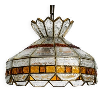 Beautiful large heavy 1960s Italian PoliArte glass ceiling lamp | Ø 52cm