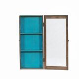 Vintage blue old teak wall display case patina and original piece from india