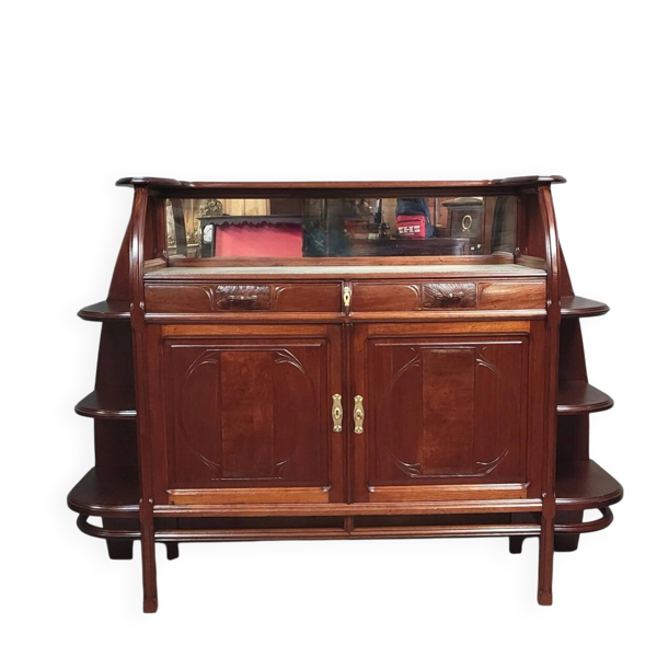 D'après Louis Majorelle : Rare et grand meuble époque Art Nouveau en acajou