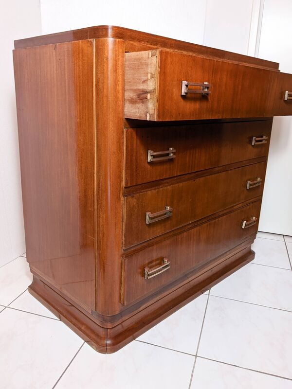 Commode de banquier d'époque art déco circa 1920 en acajou et placage d'acajou