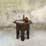 Vintage hexagonal side table in solid oak