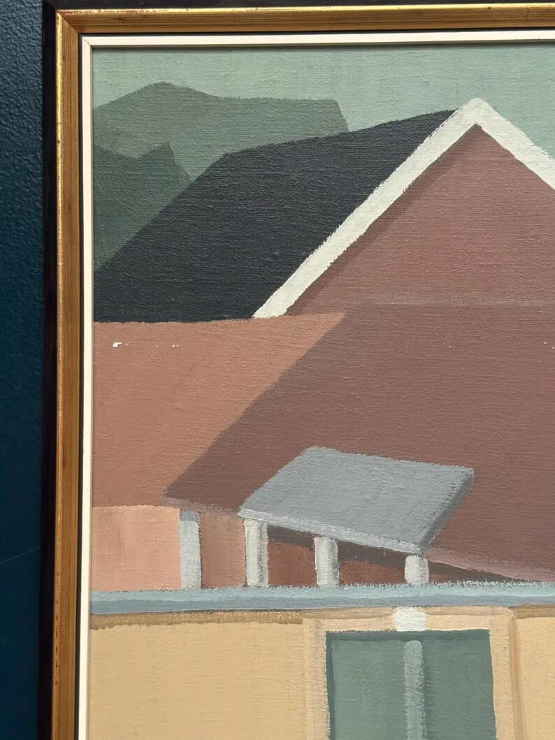 Original Vintage Swedish Oil on Canvas – “City Scene” by Gunnar Fohlin – Signed & Dated 1987 – Vintage & Framed