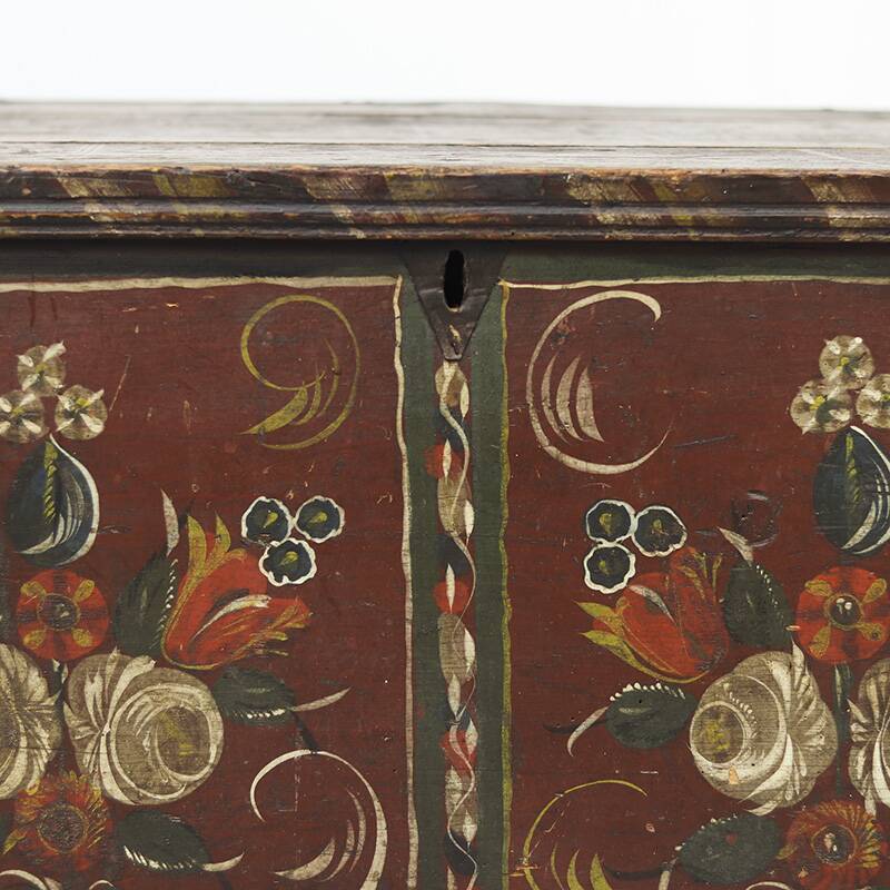 Folk art painted wedding chest