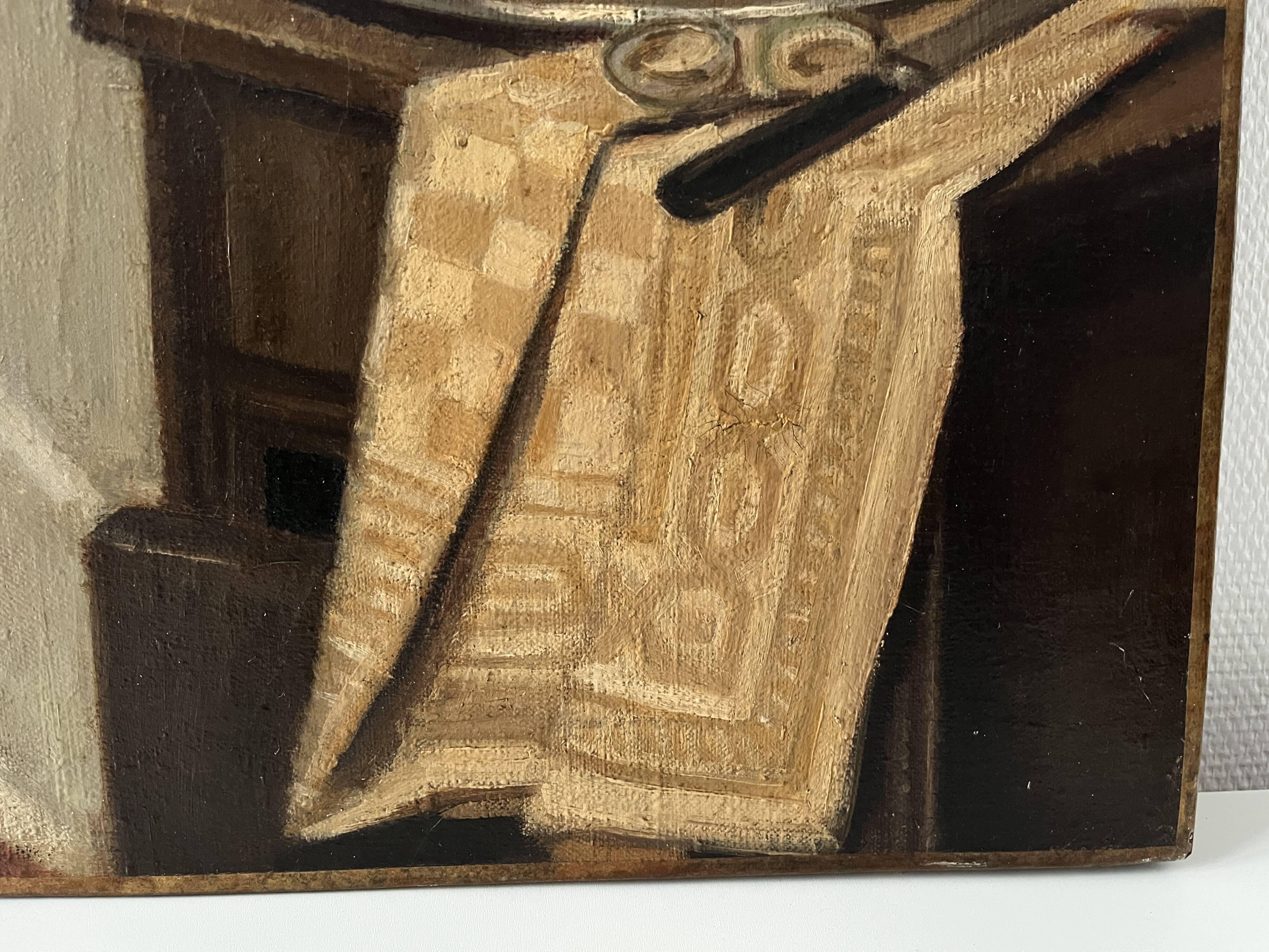 Oil painting on canvas of a nude woman in Art Deco style, old portrait.