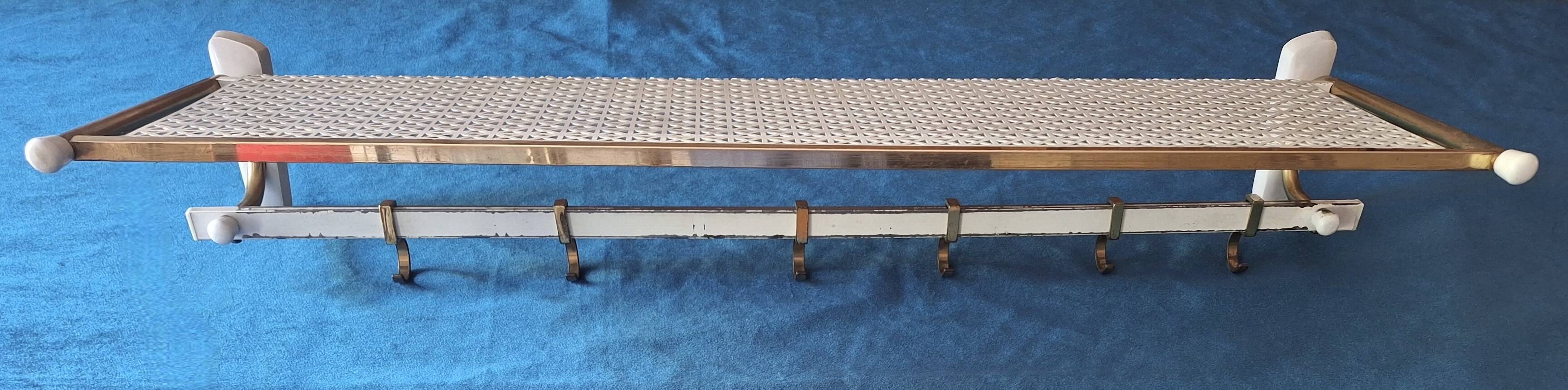 Brass and perforated metal coat and hat rack, 1960s