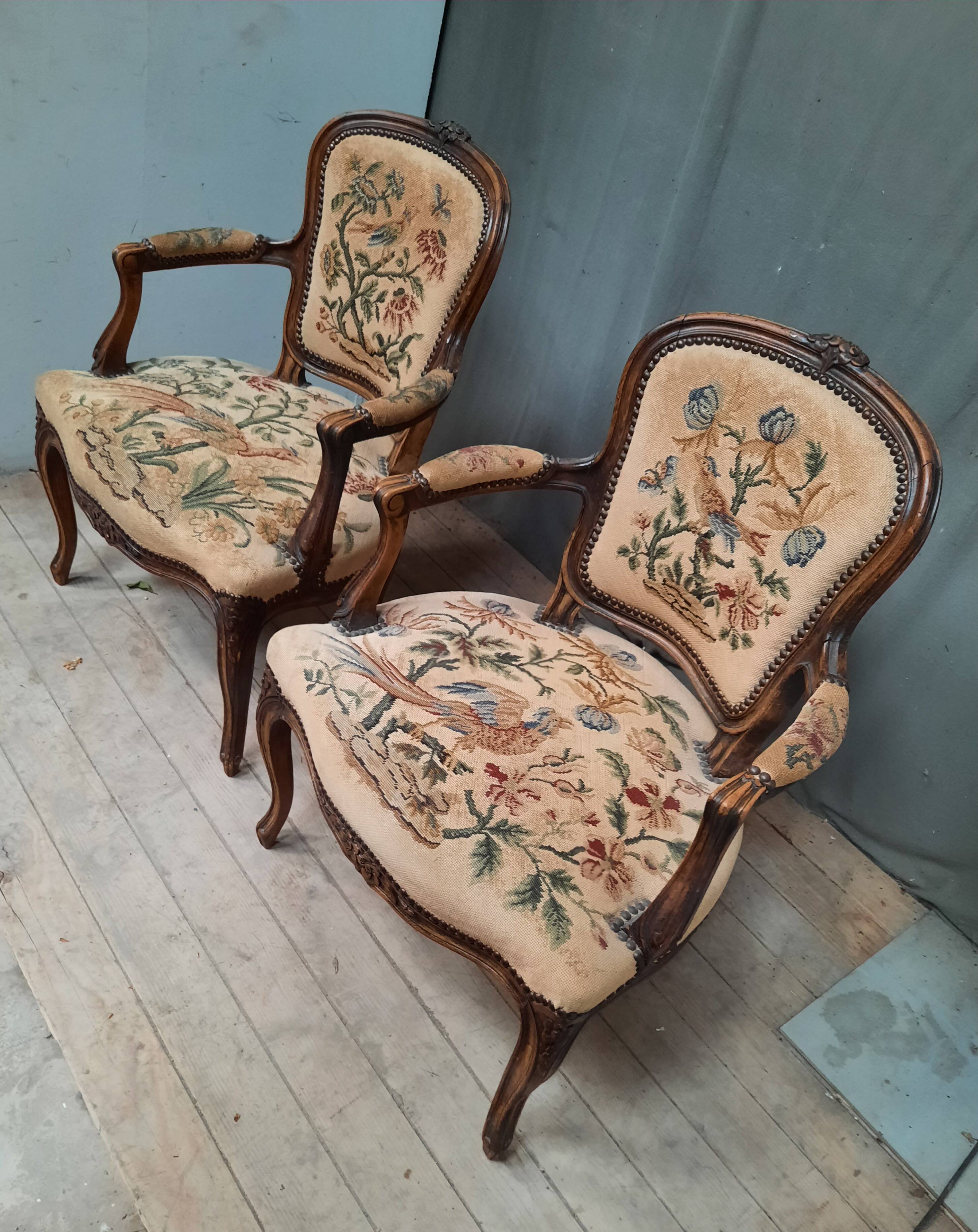 Pair of Louis XV style canriolet