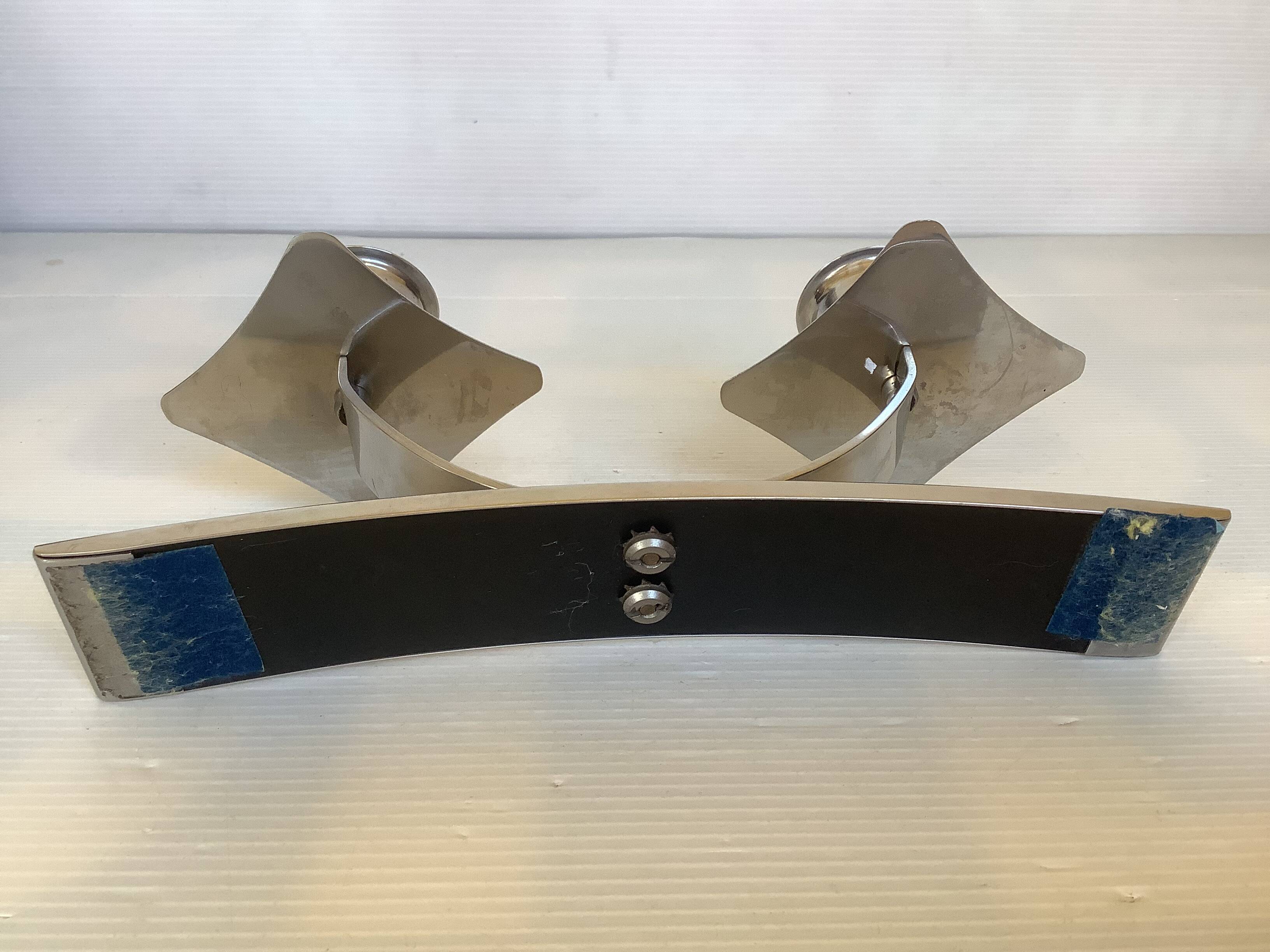 Bougeoir double argenté moderniste