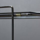 Rolling furniture serving for HIFI vinyl storage chrome & smoked glass 1970s