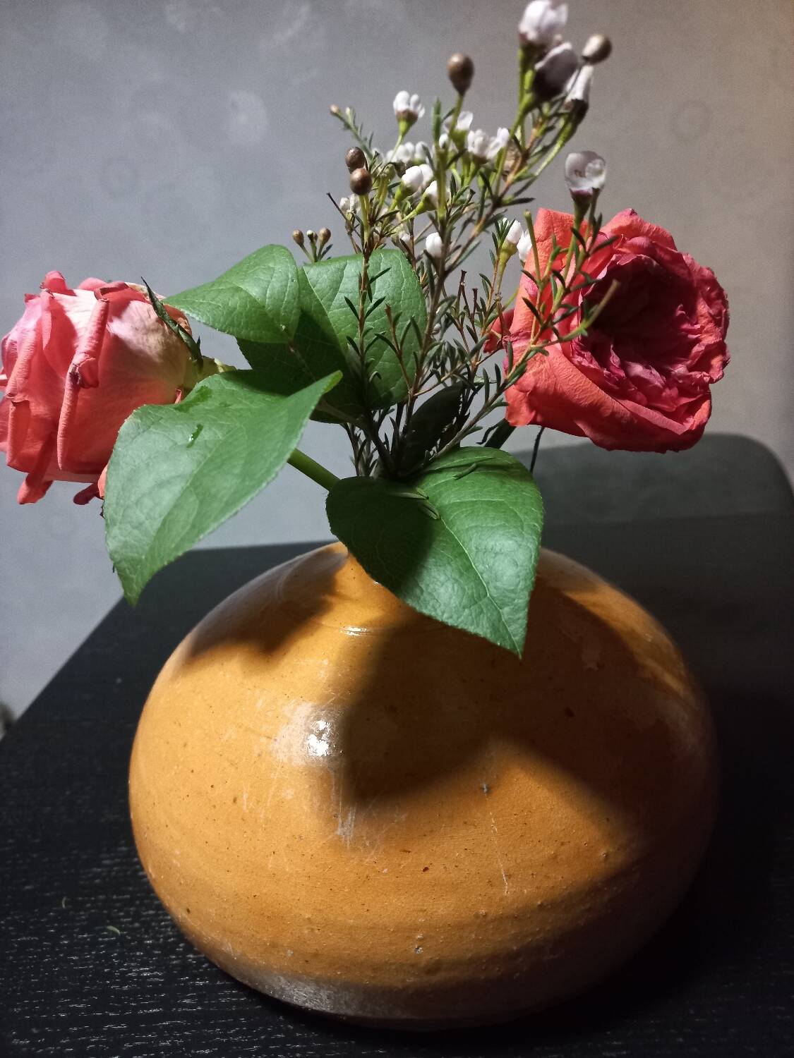 Old enameled terracotta hot water bottle