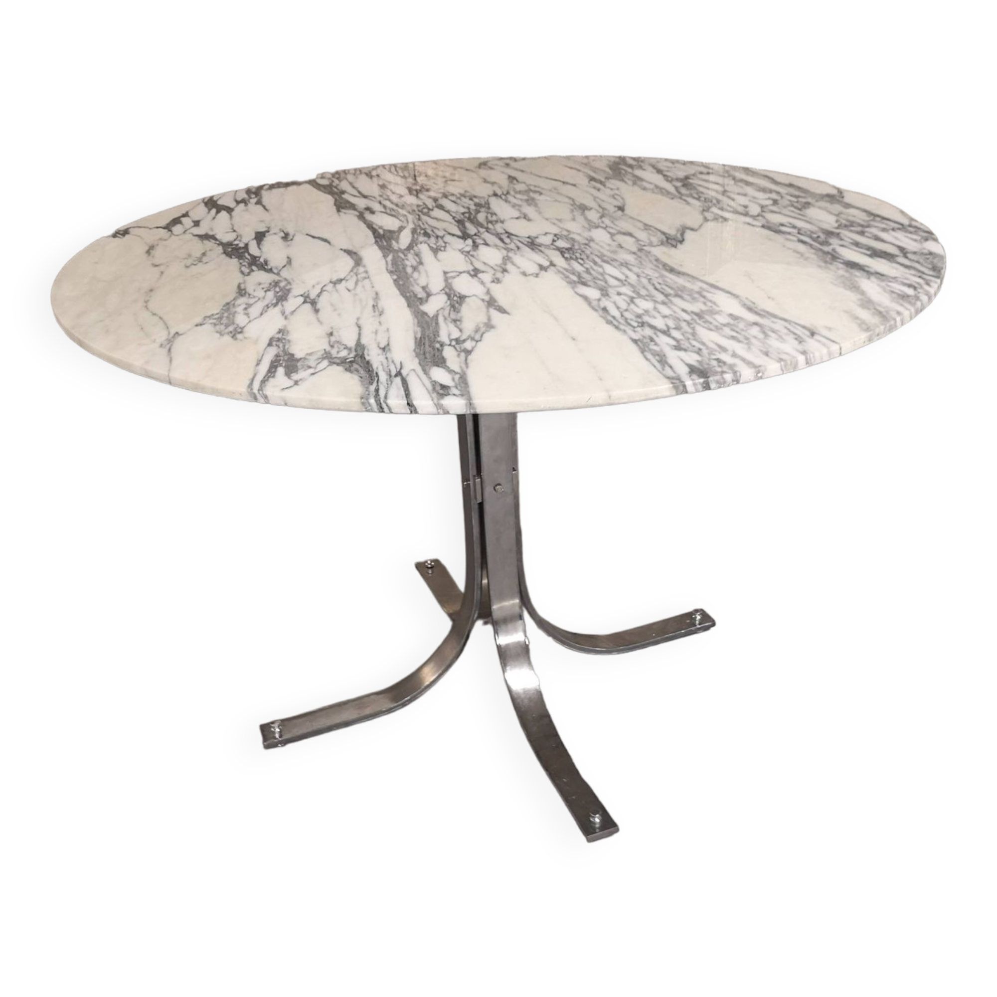 tulip table in marble and chrome metal italy 1970