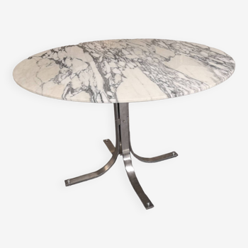 tulip table in marble and chrome metal italy 1970