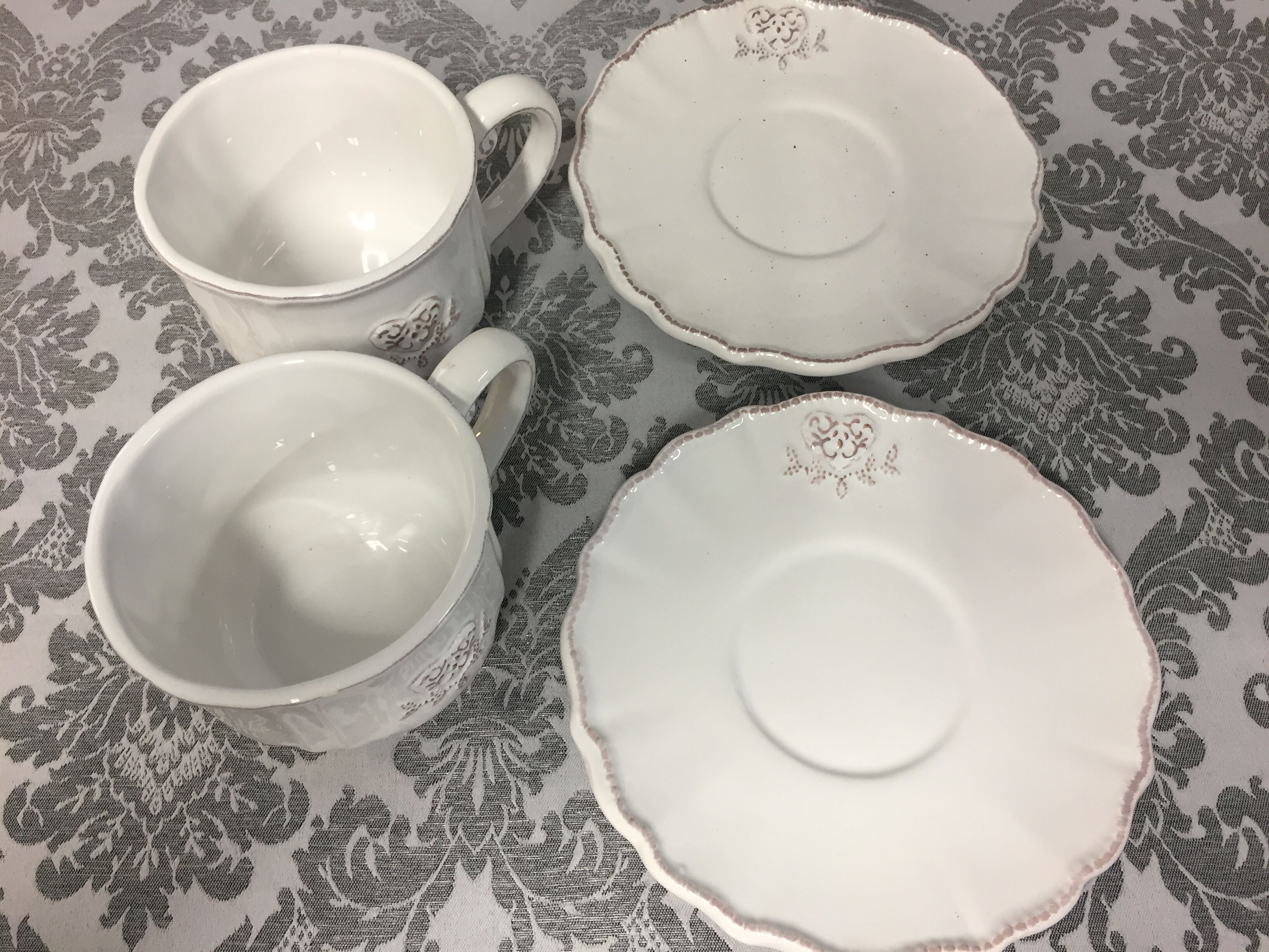 Fine earthenware set head-to-head cups heart tray