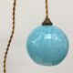 Paire de baladeuses boules en verre de Clichy bleu