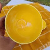 Pair of brown/yellow ribbed bowls - Digoin & Sarreguemines