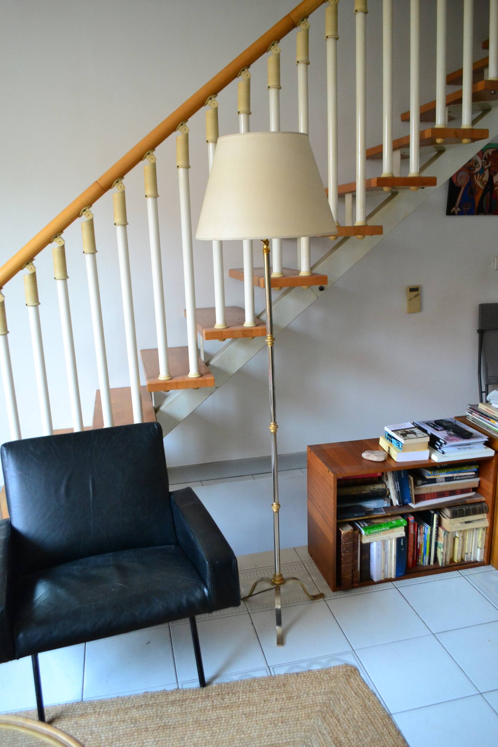 Lampadaire vintage tripode extensible laiton doré
