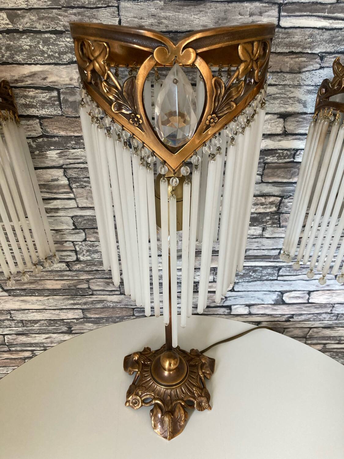 Guimard-style sign neck lamp with two wall lights