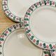 5 plates in faience with red and green flower pattern - ceranord-made in france