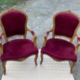 Louis XV armchairs in solid wood, 20th century