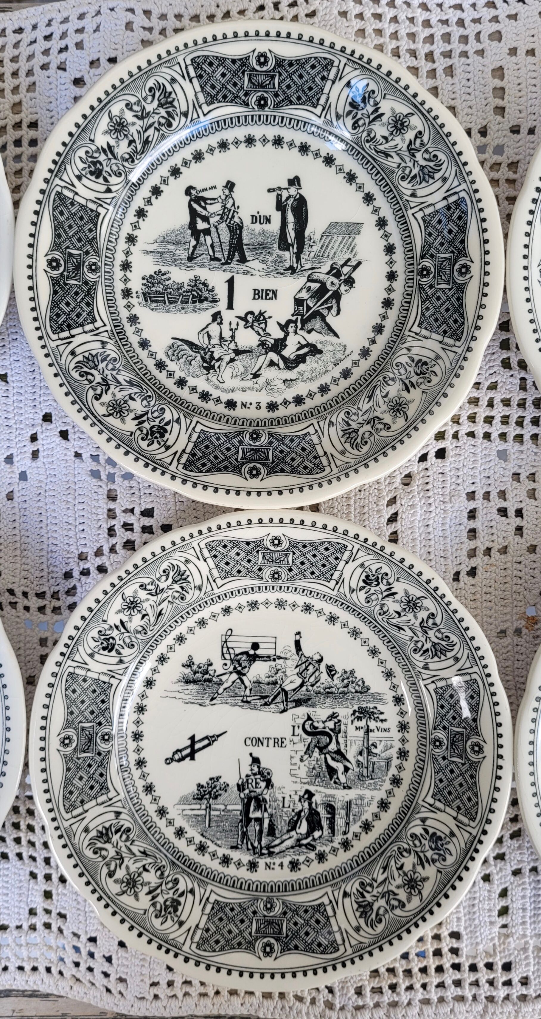 Set of 6 dessert plates "rébus" in Gien earthenware