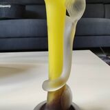 Floral design vase. Signed Verrerie d'Art de Toul. Unique piece, 27 cm