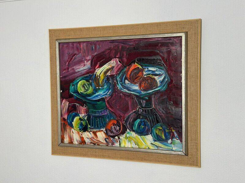 Original mid-century European oil on canvas – “Still Life” by Roy – dated 1969 – vintage & framed – 75 × 64 cm (29.5" × 25.2")