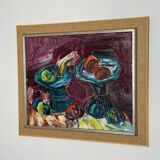 Original mid-century European oil on canvas – “Still Life” by Roy – dated 1969 – vintage & framed – 75 × 64 cm (29.5" × 25.2")