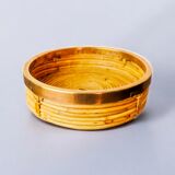 Rattan and brass tray, Italy, 1970s