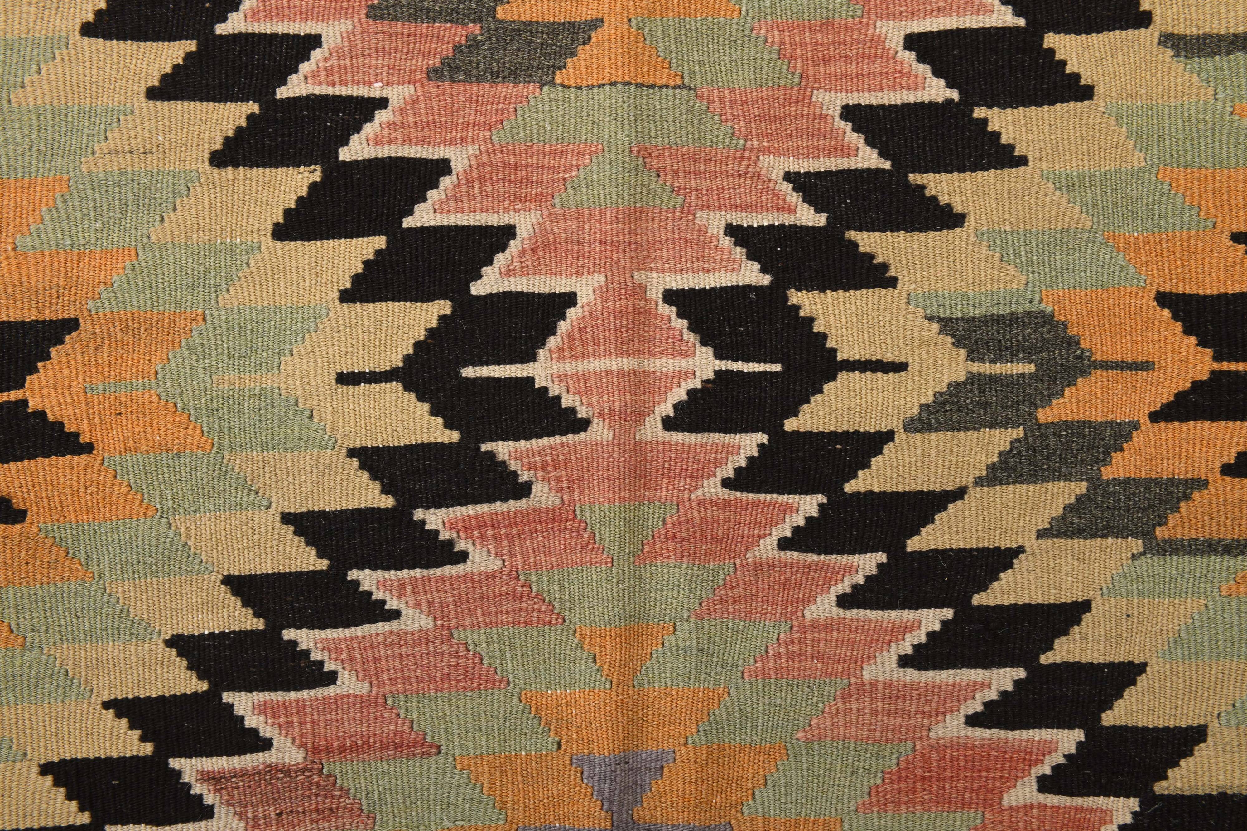 Orange Black Turkish Kilim Rug 170x259Cm SK 35353