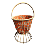 Vintage rattan sewing basket