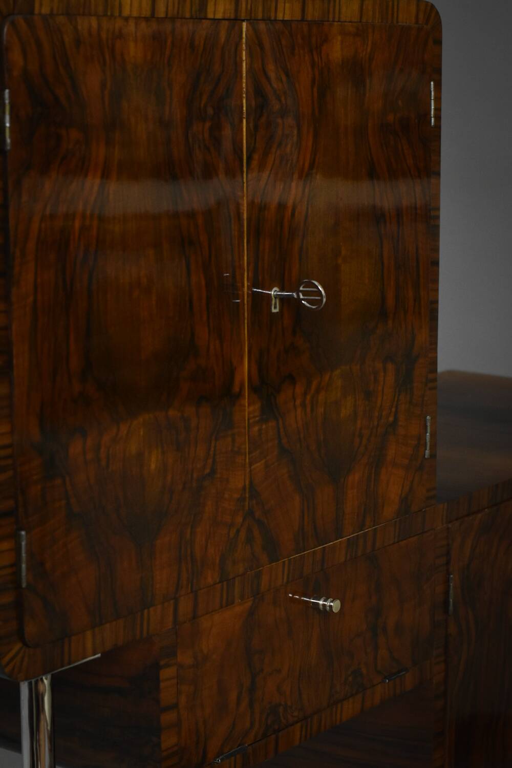 Art Deco Bar Cabinet – asymmetrical form – Poland, 1930s