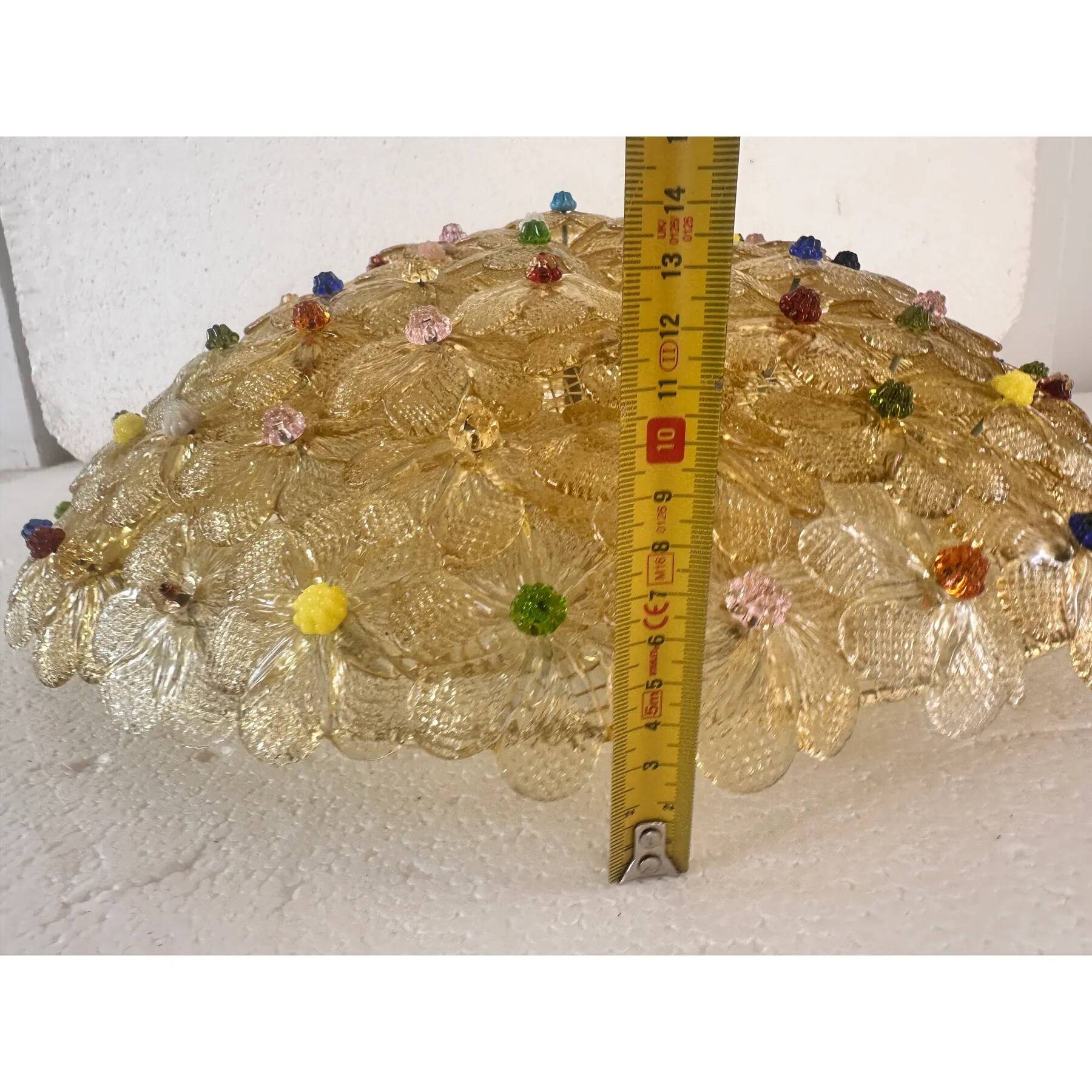Venetian Gold Flowers and Multicoloured Murano Glass Flush Mount