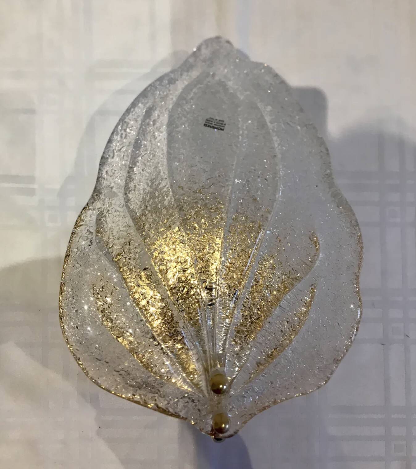 Paire d’appliques feuille verre Murano