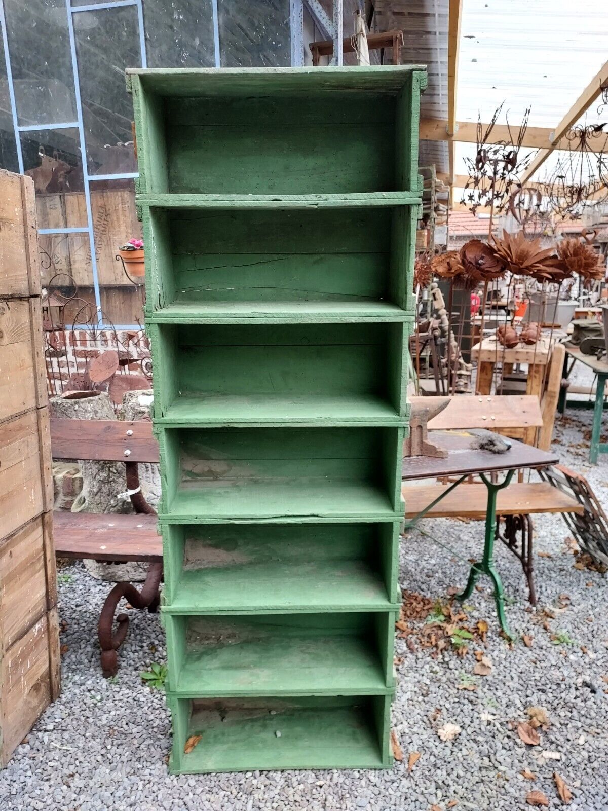 Wooden workshop shelf