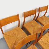 Set of 6 vintage teak Danish rope chairs Gessef Consorzio Sedie Friuli