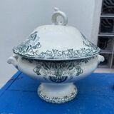 Soupière ancienne en faïence de St Amand décor floral Lebacqz Bouchard