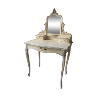 Former white grey patina hairdresser mirror table 2 Shabby chic drawer