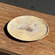 Petrified wood catchall or dish, beige with a brown spot in the centre, D24-27 -377.
