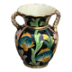 Amphora vase in glazed ceramic vintage vallauris fish motifs