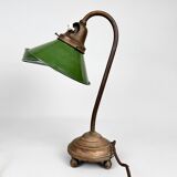 Pair of Unique 1920's Enamel & Cast Iron Desk Lamps, Czechoslovakia