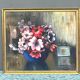 M.Steenbrugen. Still life with flowers in a blue vase. Pastel.