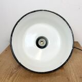 Industrial White Enamel Factory Lamp with Cast Iron Top, 1960s