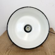 Industrial White Enamel Factory Lamp with Cast Iron Top, 1960s