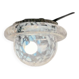 Vintage Space Age UFO Flush Mount Light Fixture with Spotted Glass Shade, 1960s